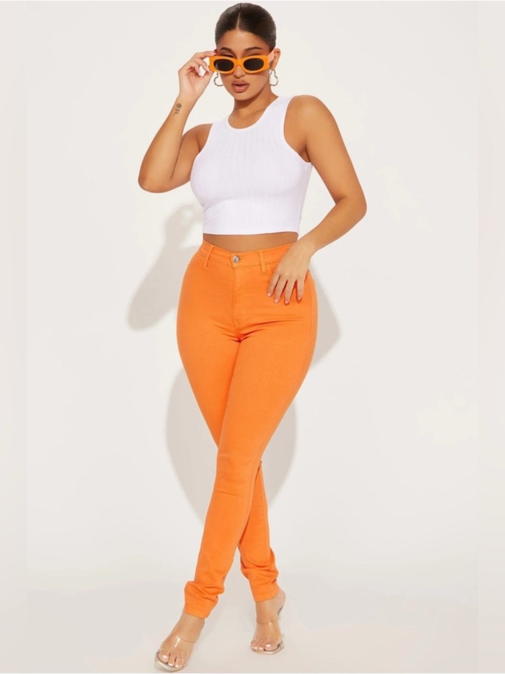 Fashion Nova Orange Skinny Jeans
